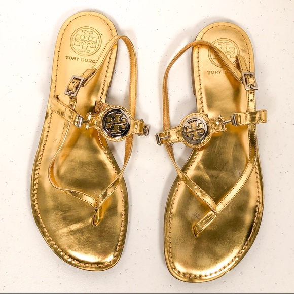 Tory Burch Shoes - Tory Burch Ali Slingback Sandal Metallic Gold